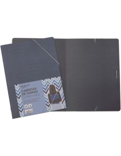 PAQ 5 CARPETA CARTON Fº GOMAS SIN SOLAPAS AZUL
